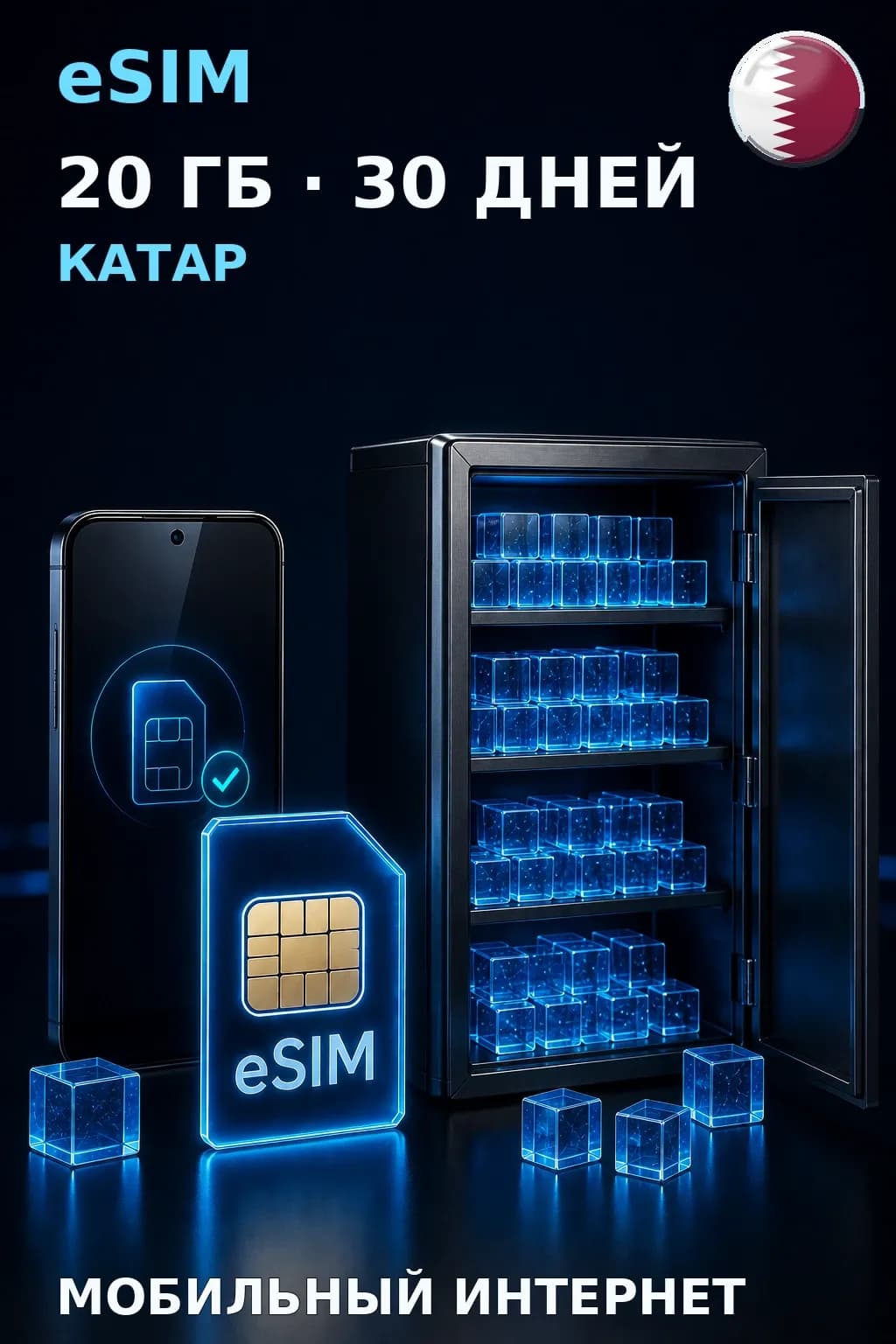 eSIM Катар — 20 ГБ, 30 дней — интернет