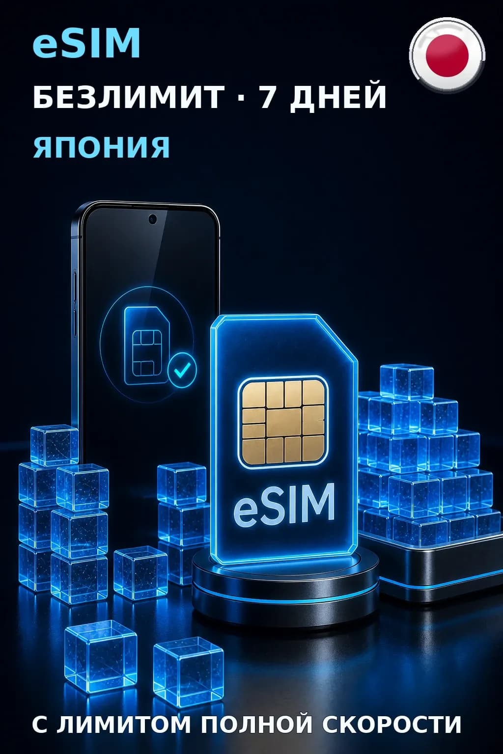 eSIM Япония — БЕЗЛИМИТ, 7 дней — интернет