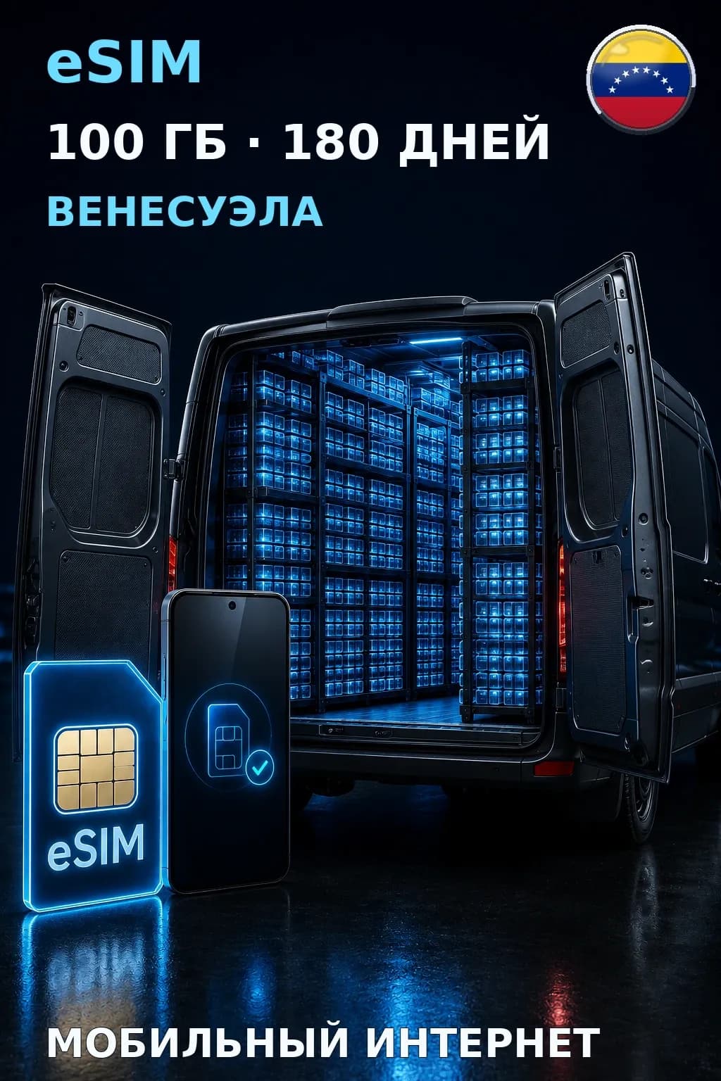 eSIM Венесуэла — 100 ГБ, 180 дней — интернет