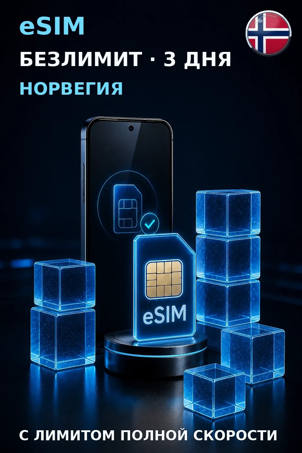 eSIM Норвегия — БЕЗЛИМИТ, 3 дня — интернет