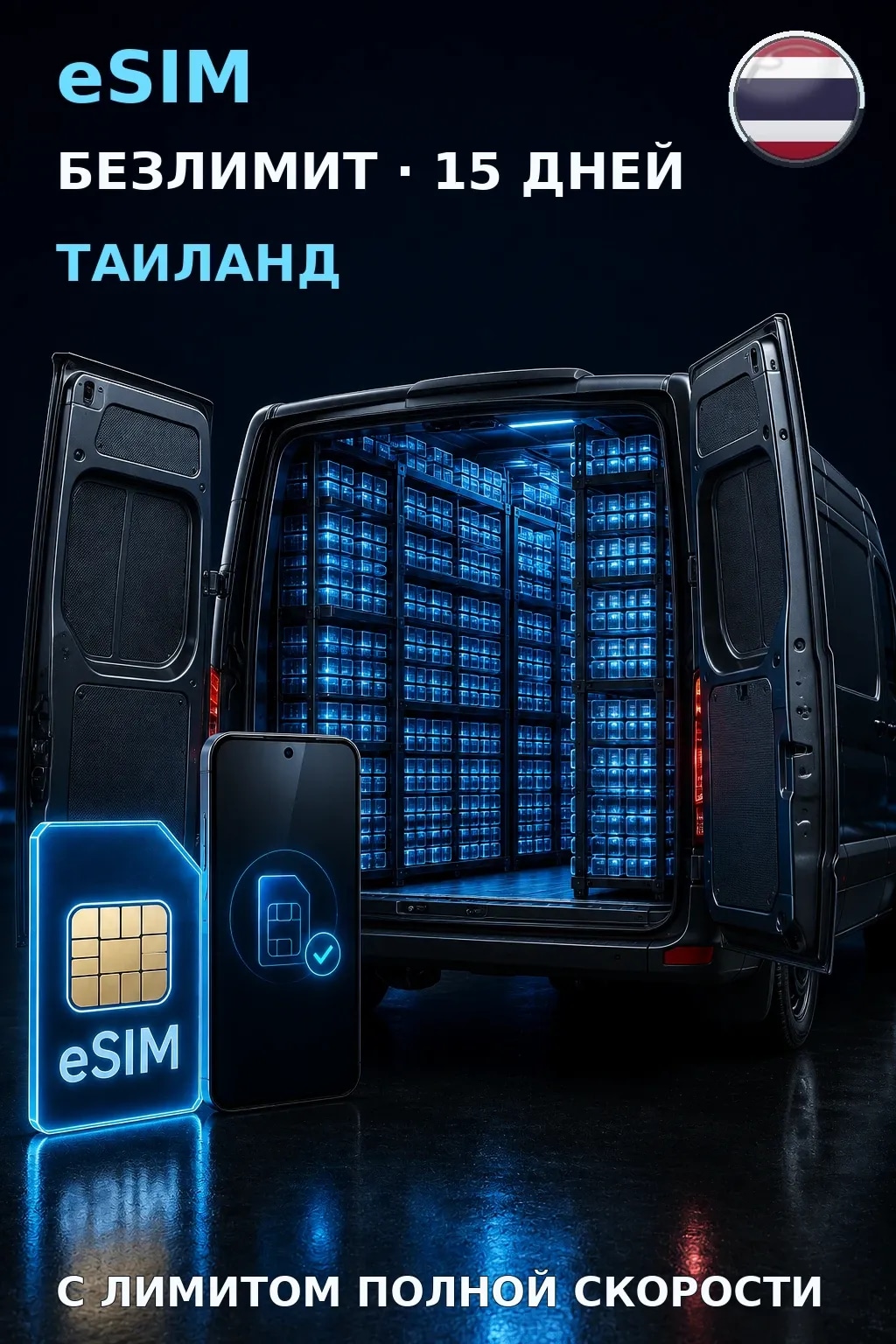 eSIM Таиланд — БЕЗЛИМИТ, 15 дней — интернет