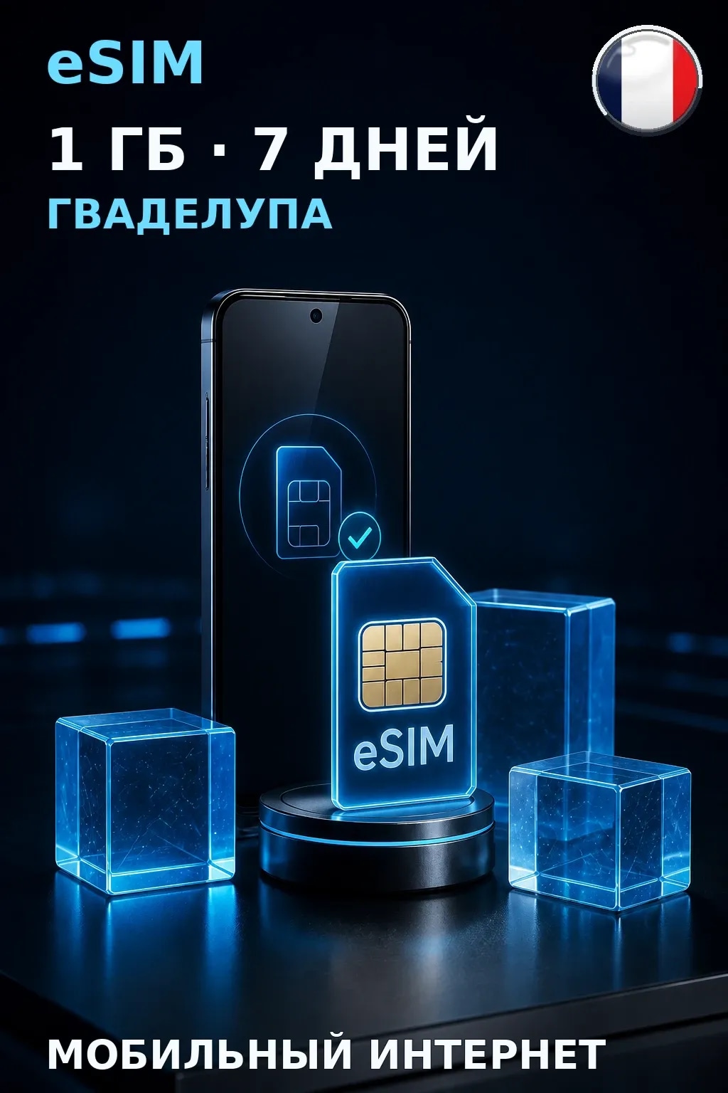 eSIM Гваделупа — 1 ГБ, 7 дней — интернет