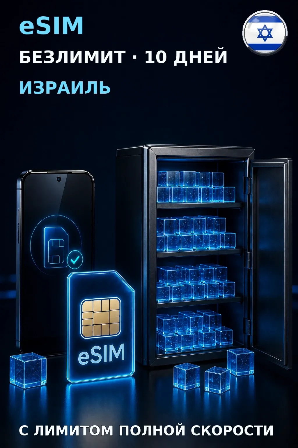 eSIM Израиль — БЕЗЛИМИТ, 10 дней — интернет