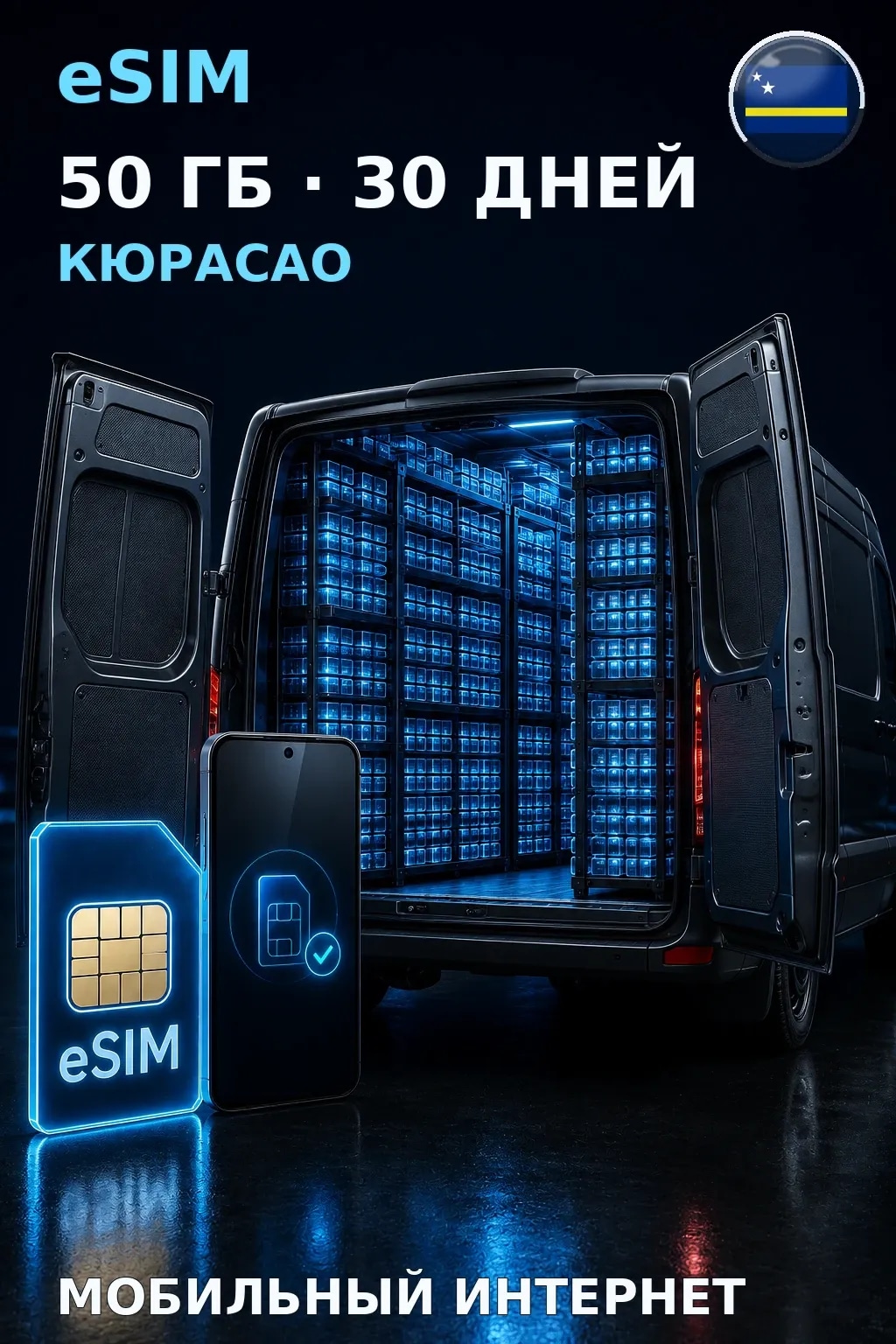 eSIM Кюрасао — 50 ГБ, 30 дней — интернет