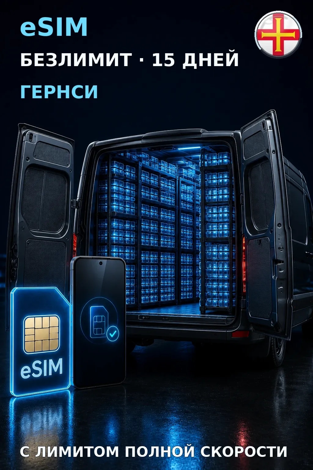 eSIM Гернси — БЕЗЛИМИТ, 15 дней — интернет