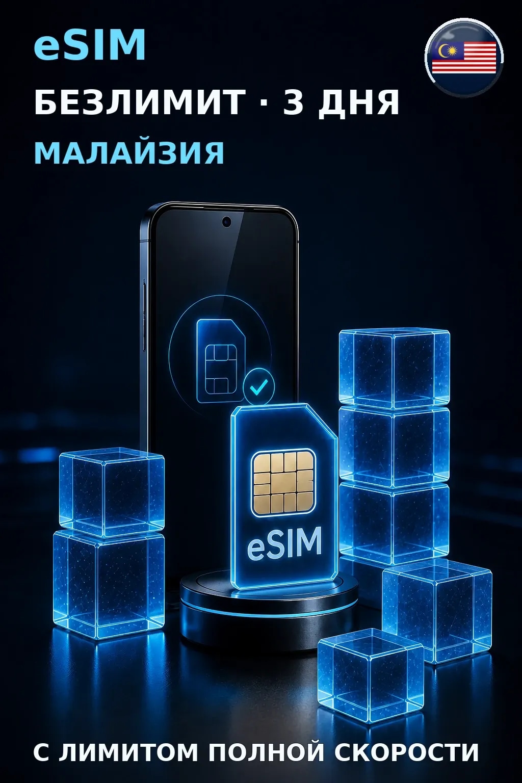 eSIM Малайзия — БЕЗЛИМИТ, 3 дня — интернет