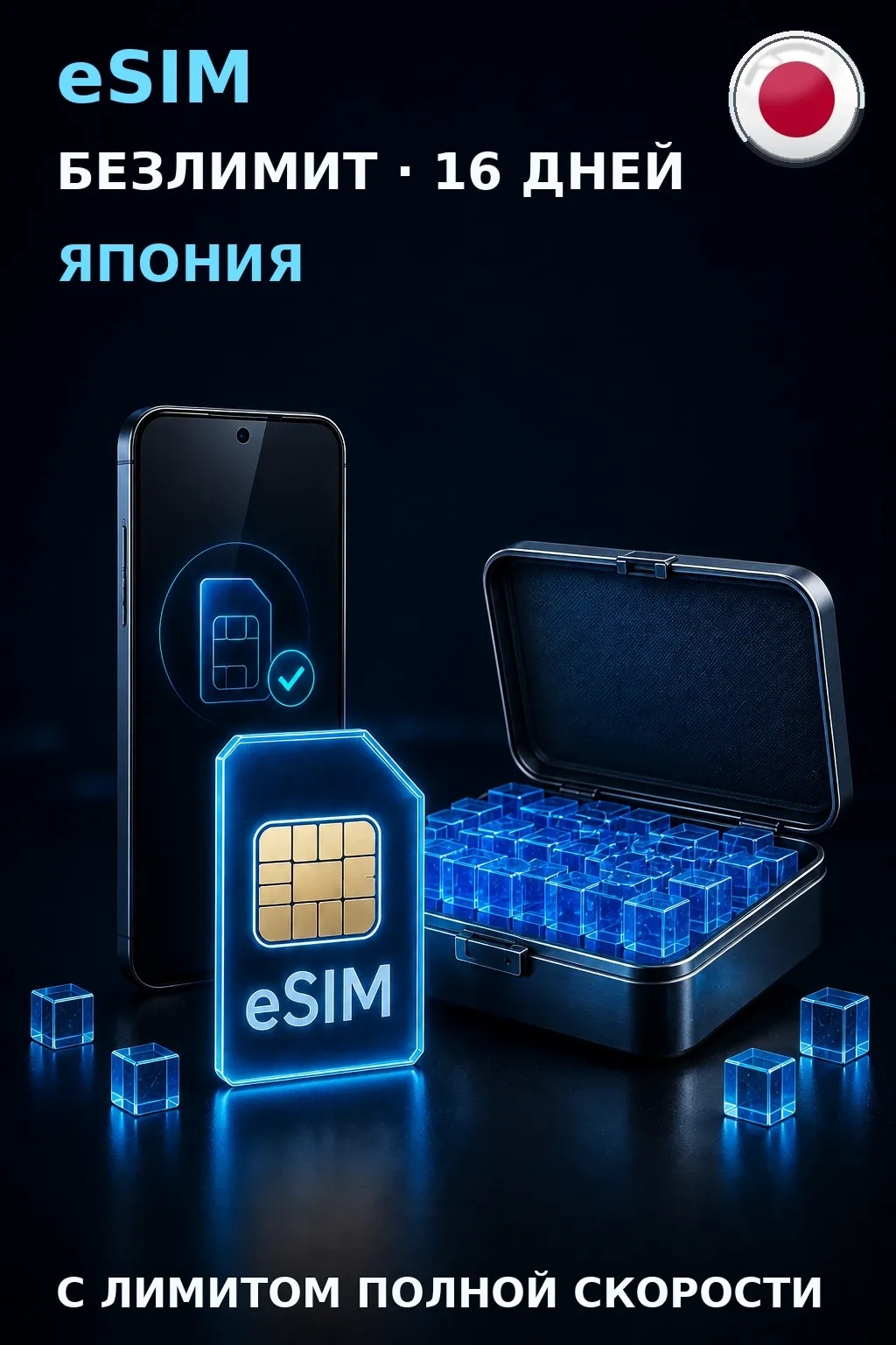 eSIM Япония — БЕЗЛИМИТ, 16 дней — интернет