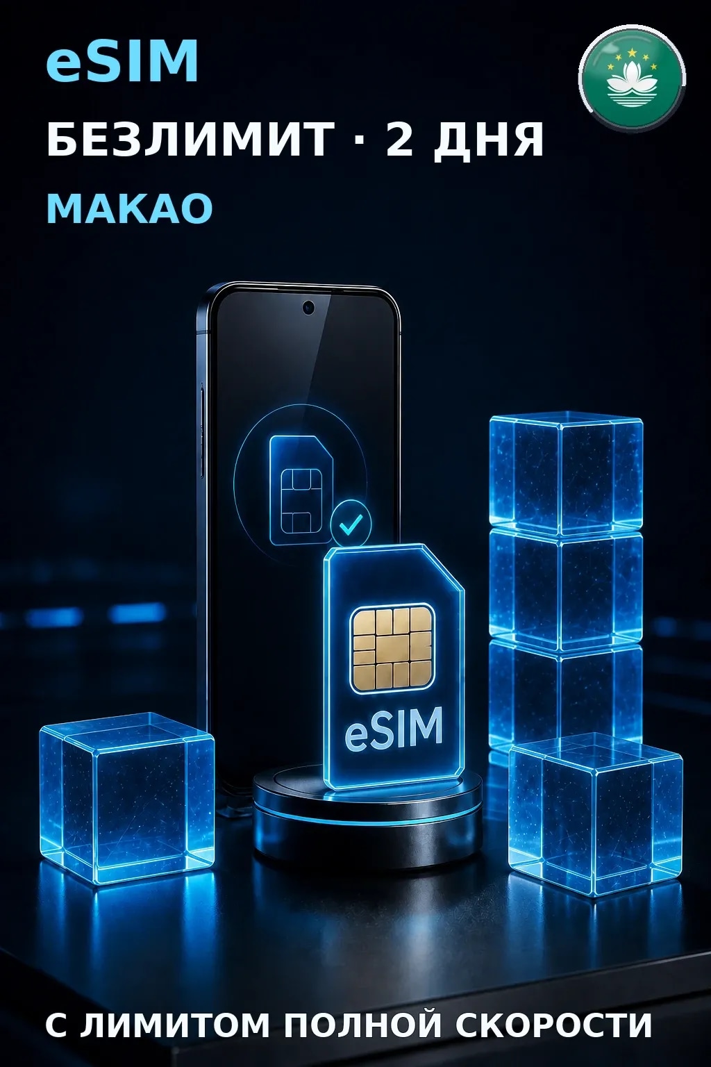 eSIM Макао — БЕЗЛИМИТ, 2 дня — интернет