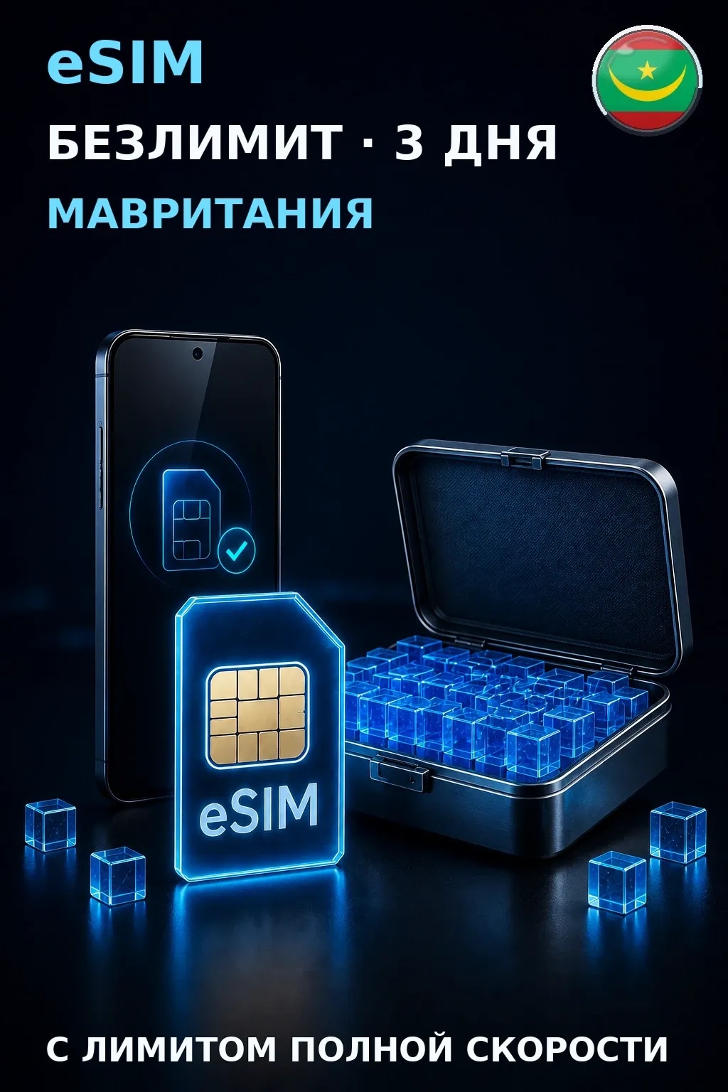 eSIM Мавритания — БЕЗЛИМИТ, 3 дня — интернет