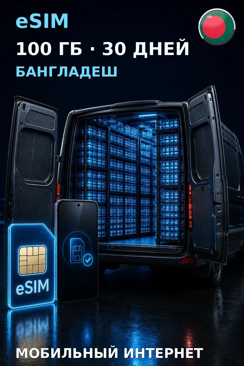 eSIM Бангладеш — 100 ГБ, 30 дней — интернет
