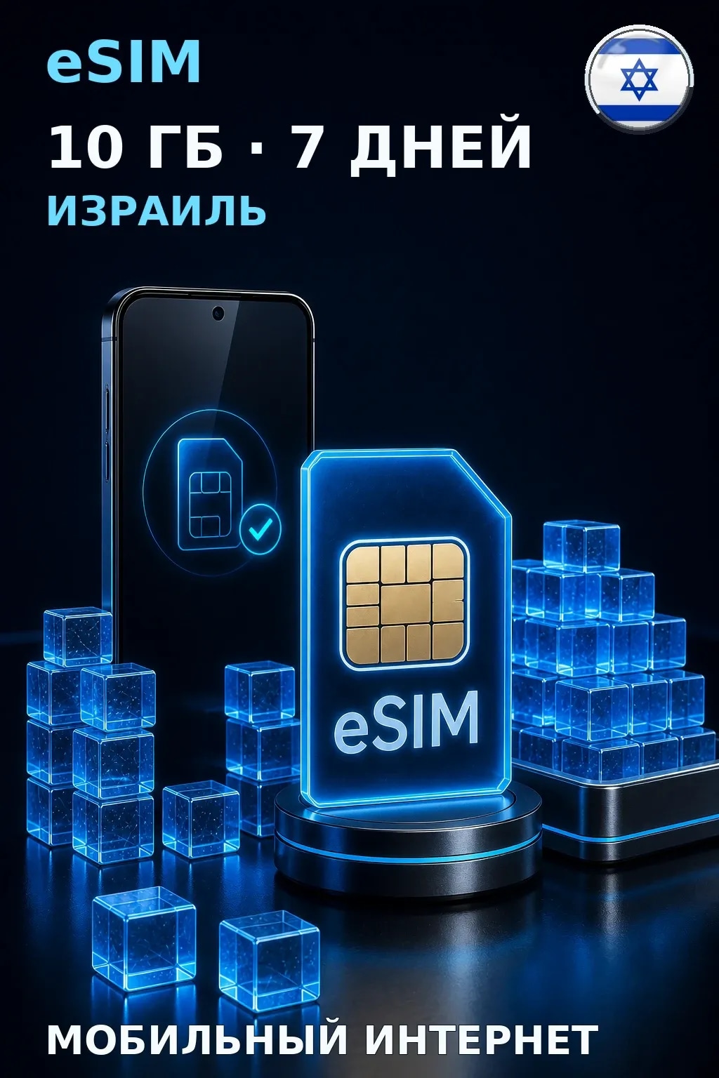 eSIM Израиль — 10 ГБ, 7 дней — интернет
