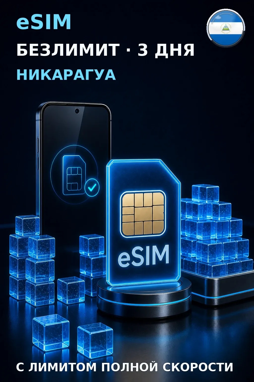 eSIM Никарагуа — БЕЗЛИМИТ, 3 дня — интернет