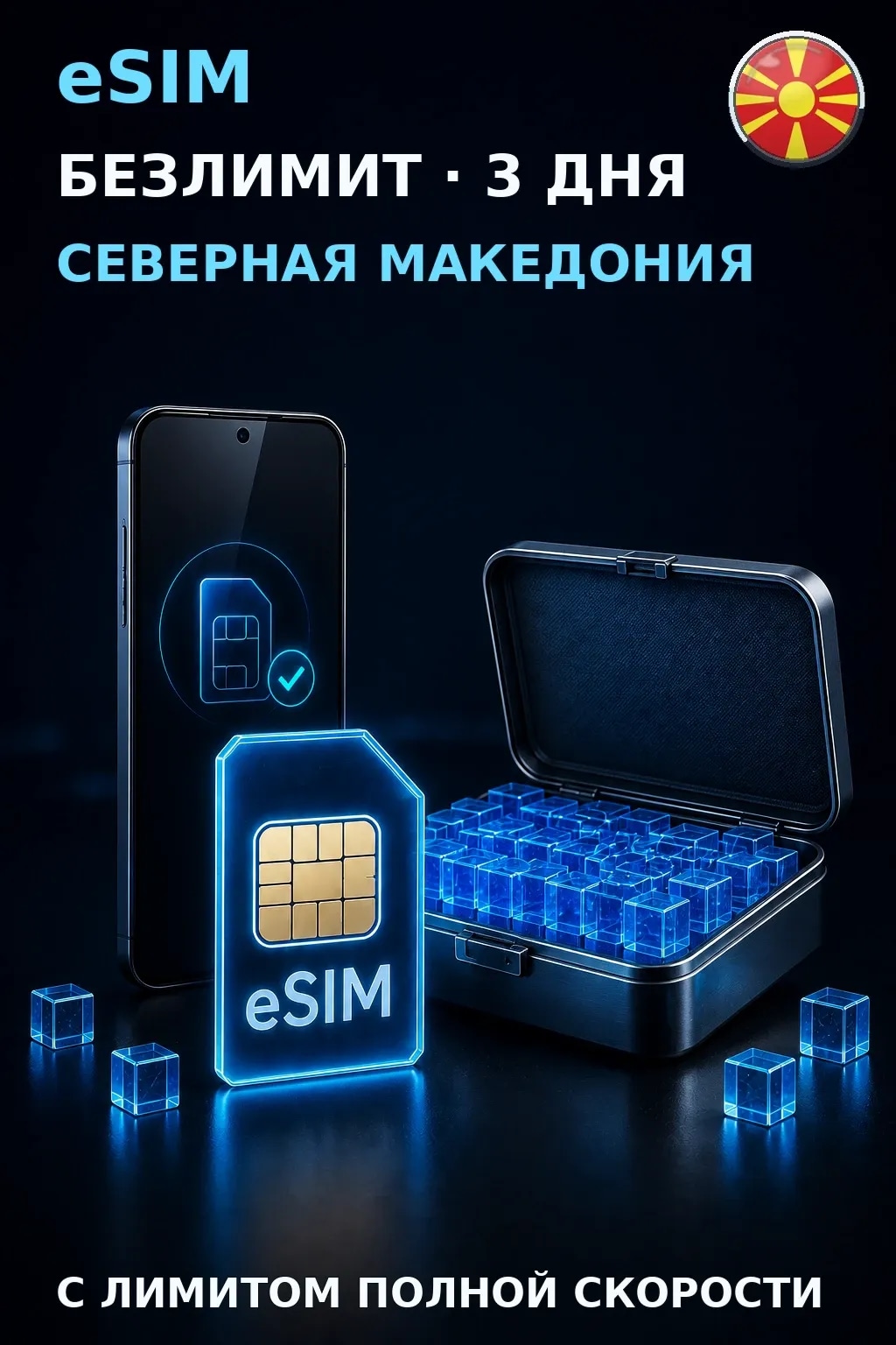 eSIM Северная Македония — БЕЗЛИМИТ, 3 дня — интернет