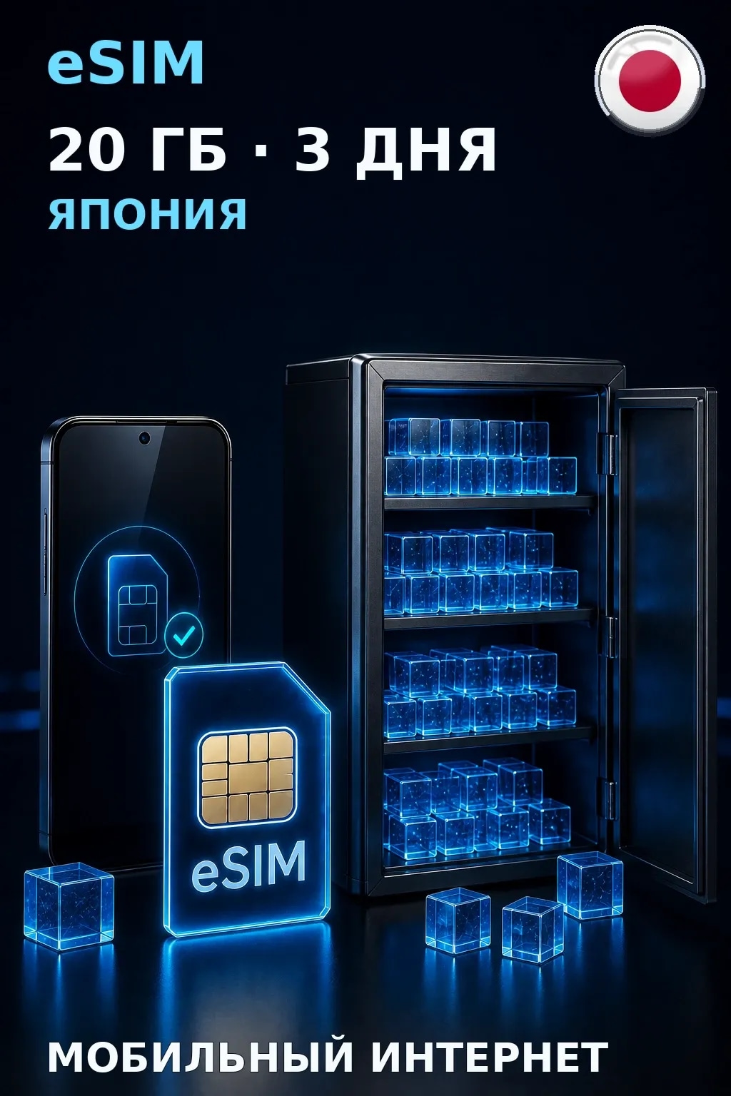 eSIM Япония — 20 ГБ, 3 дня — интернет