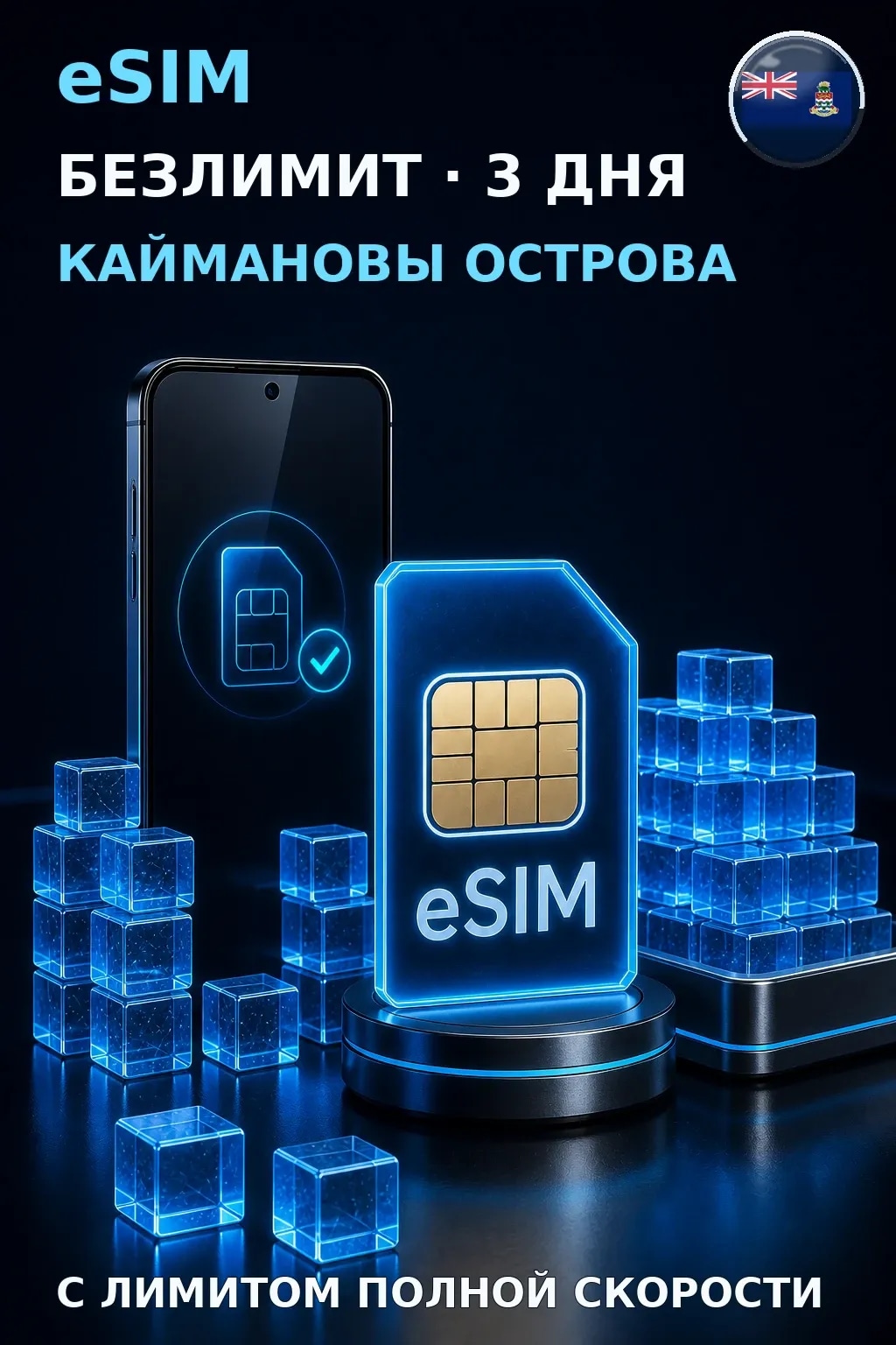 eSIM Каймановы Острова — БЕЗЛИМИТ, 3 дня — интернет