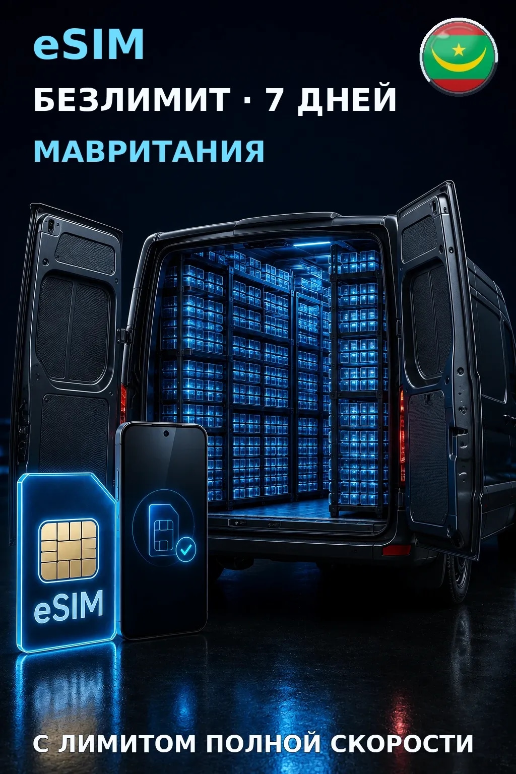 eSIM Мавритания — БЕЗЛИМИТ, 7 дней — интернет