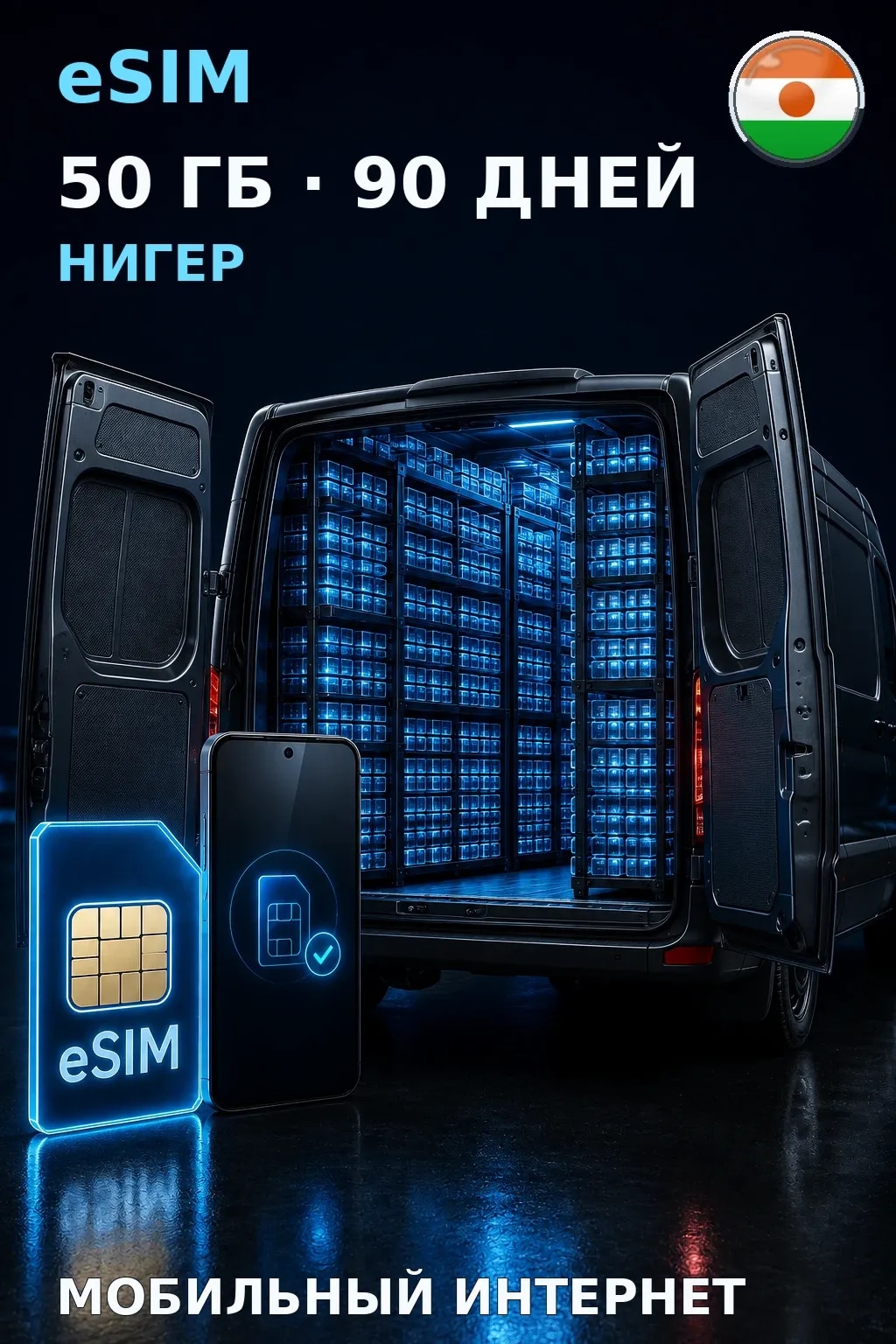 eSIM Нигер — 50 ГБ, 90 дней — интернет