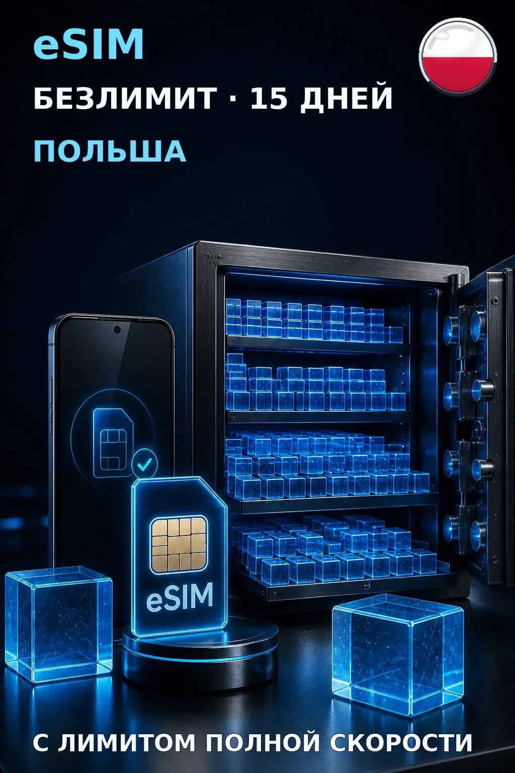 eSIM Польша — БЕЗЛИМИТ, 15 дней — интернет
