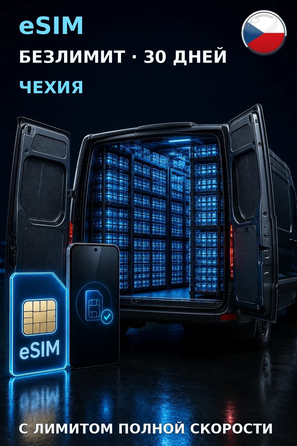 eSIM Чехия — БЕЗЛИМИТ, 30 дней — интернет