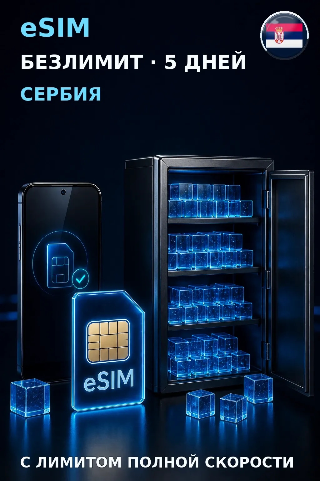 eSIM Сербия — БЕЗЛИМИТ, 5 дней — интернет