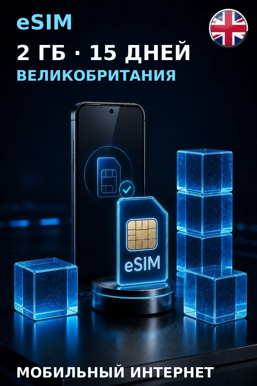 eSIM Великобритания — 2 ГБ, 15 дней — интернет