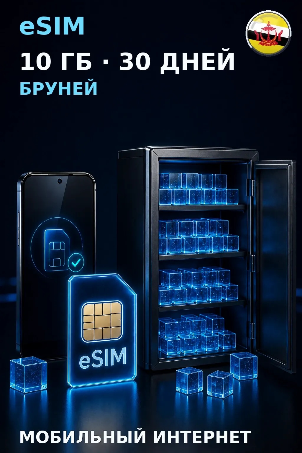 eSIM Бруней — 10 ГБ, 30 дней — интернет