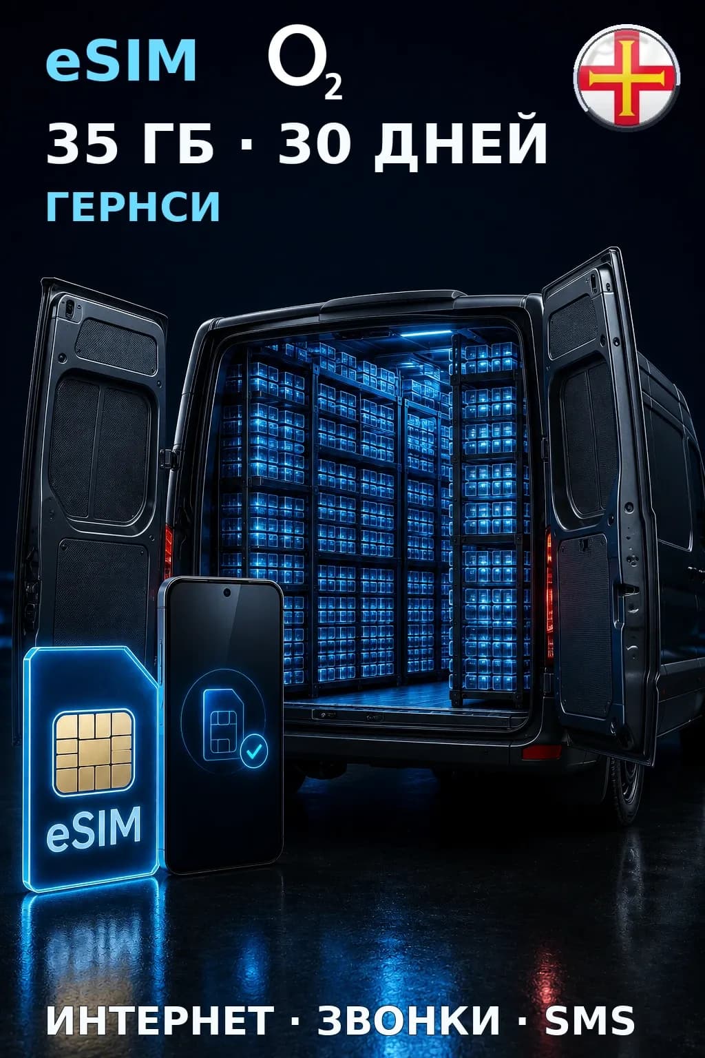 eSIM Гернси — 35 ГБ, 30 дней — интернет, звонки и SMS