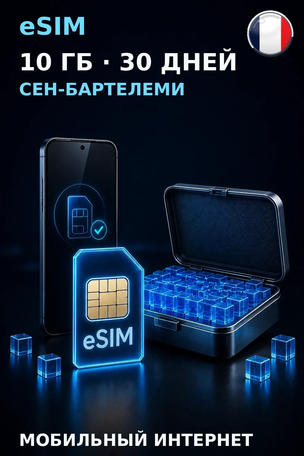 eSIM Сен-Бартелеми — 10 ГБ, 30 дней — интернет