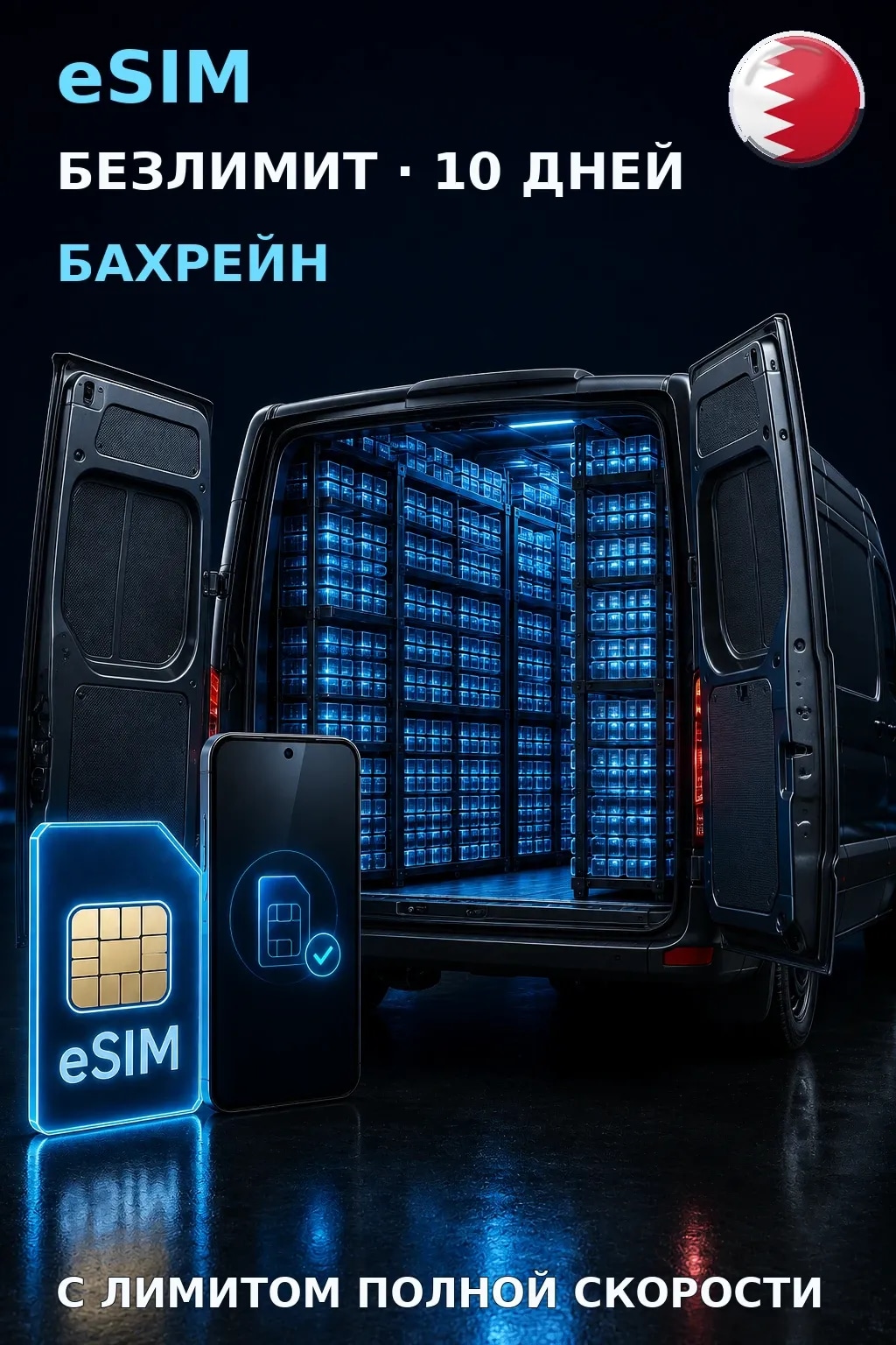 eSIM Бахрейн — БЕЗЛИМИТ, 10 дней — интернет