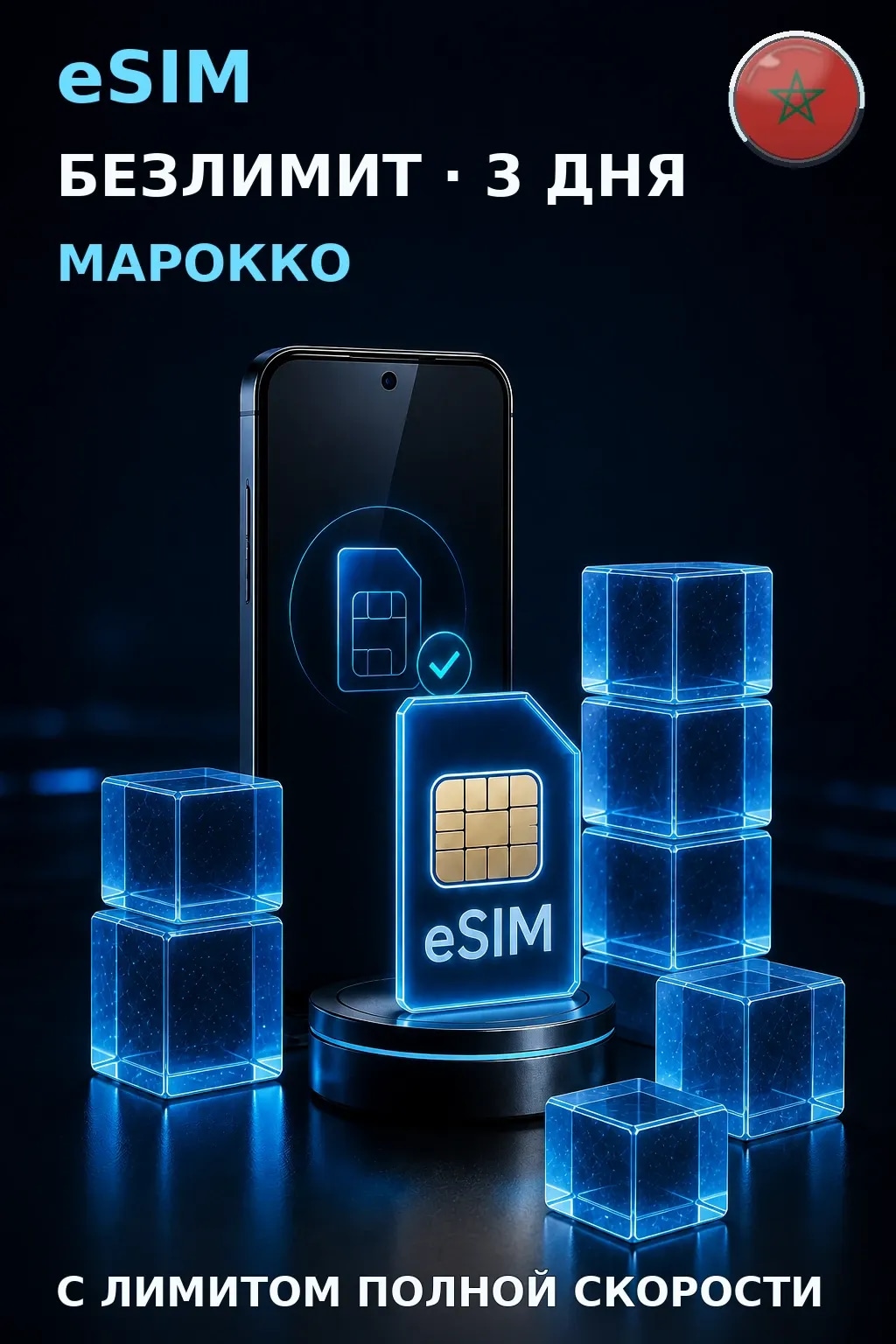 eSIM Марокко — БЕЗЛИМИТ, 3 дня — интернет