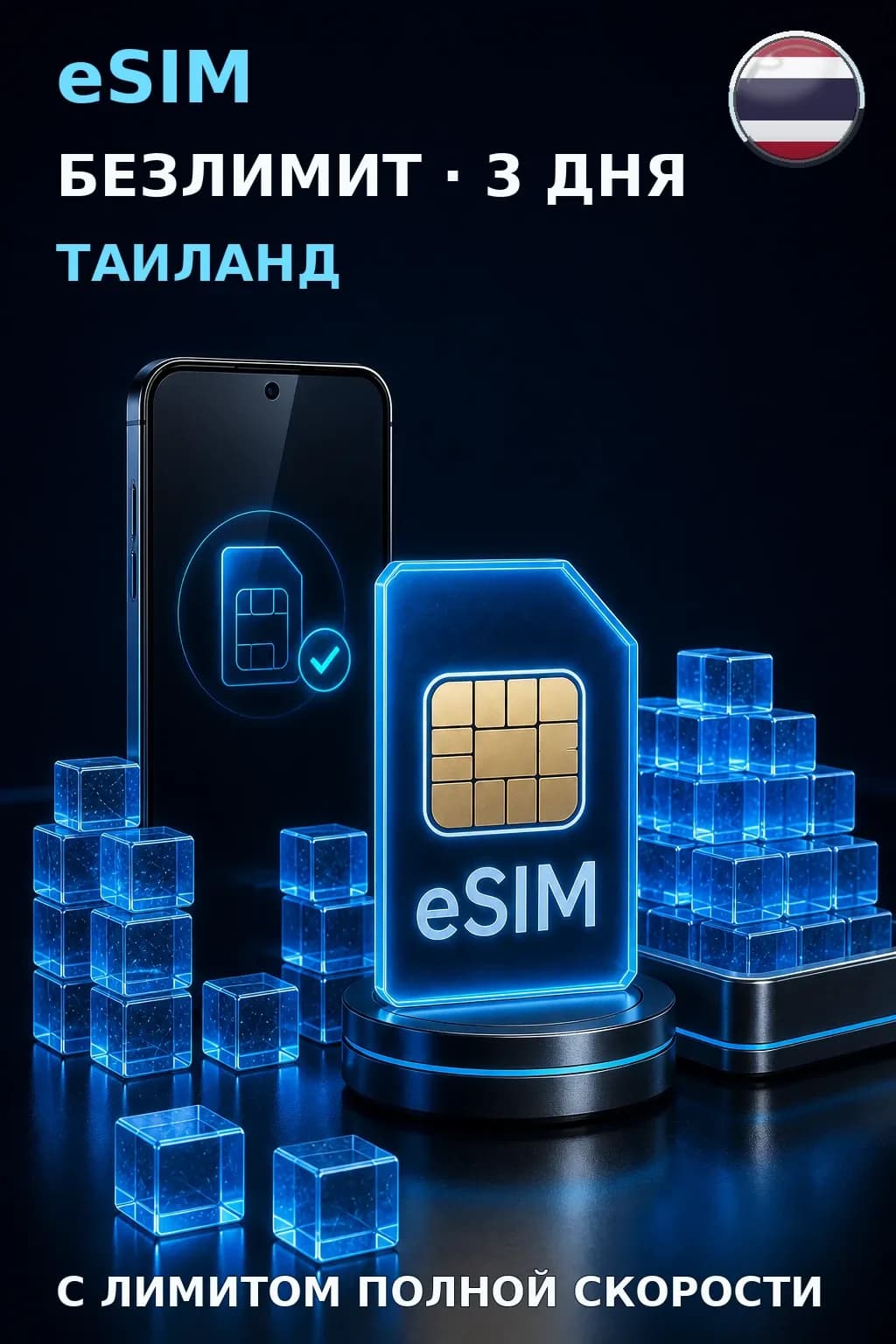 eSIM Таиланд — БЕЗЛИМИТ, 3 дня — интернет