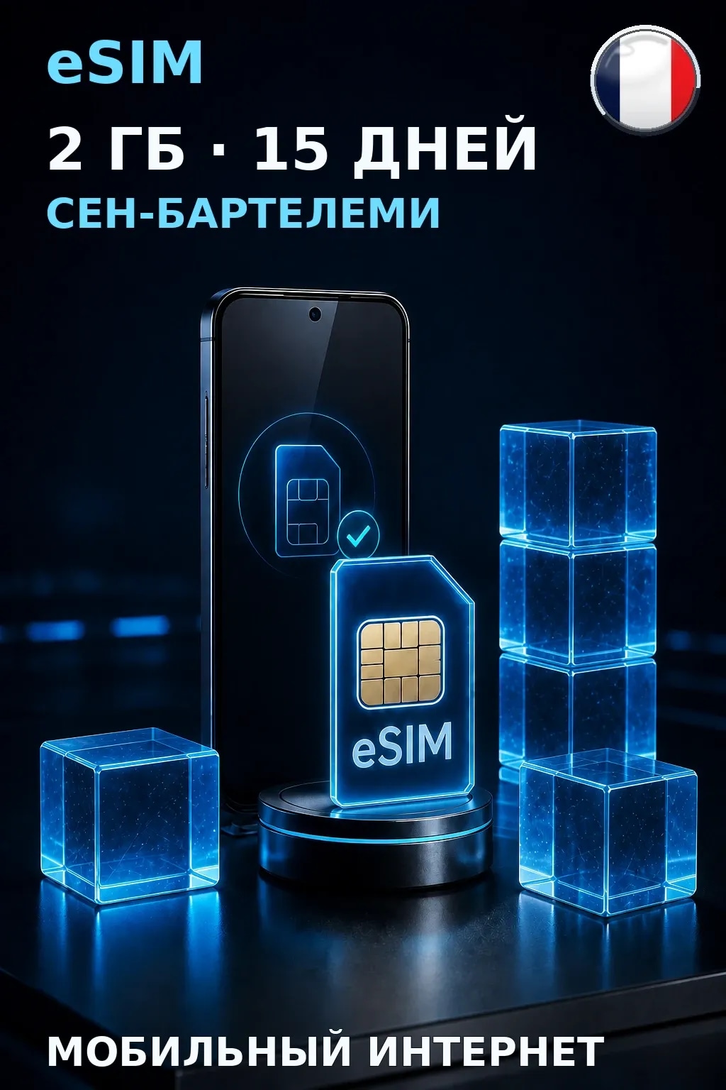 eSIM Сен-Бартелеми — 2 ГБ, 15 дней — интернет