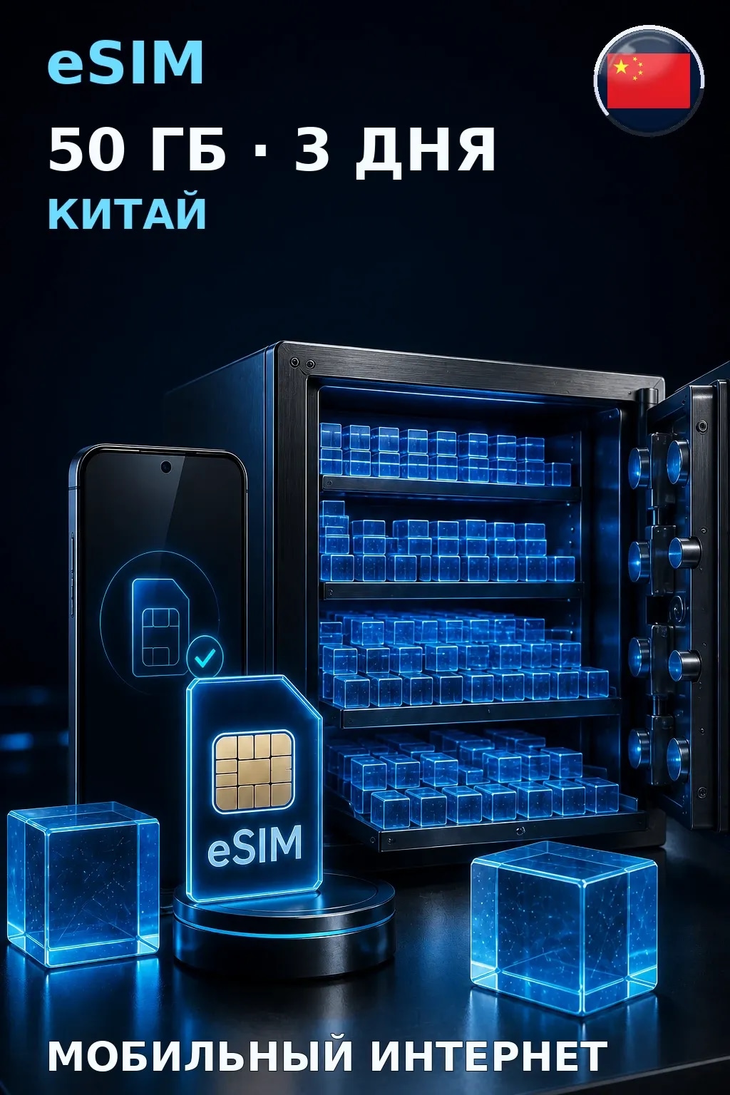 eSIM Китай — 50 ГБ, 3 дня — интернет