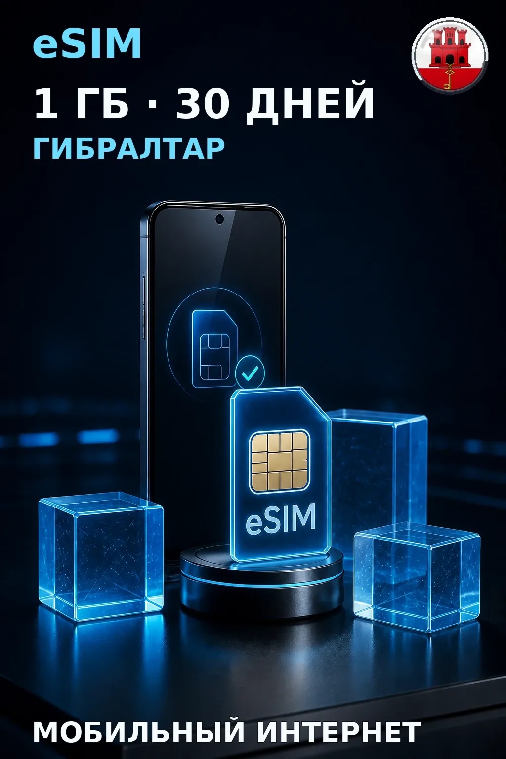 eSIM Гибралтар — 1 ГБ, 30 дней — интернет