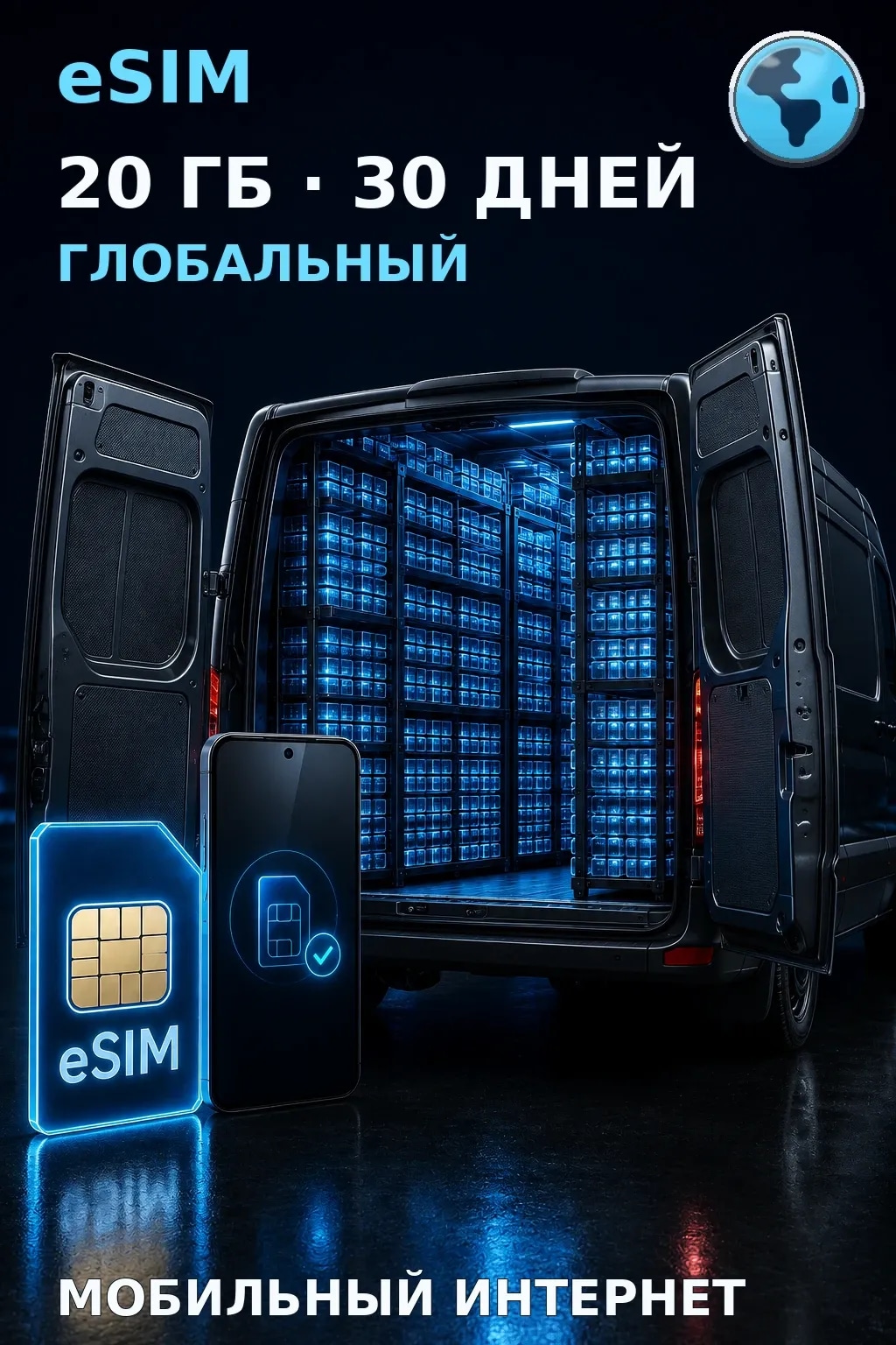 eSIM Глобальный — 20 ГБ, 30 дней — интернет